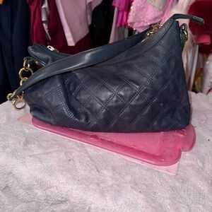 Vintage Elegant Talbot Navy Quilted Shoulder Bag
